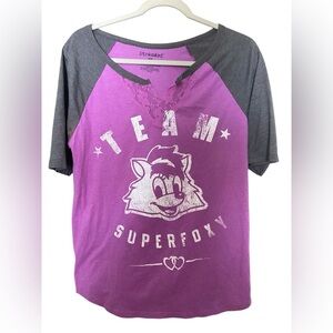 STRANDED EUC WOMENS SHORT SLEEVE TOP PURPLE/GRAY XXL